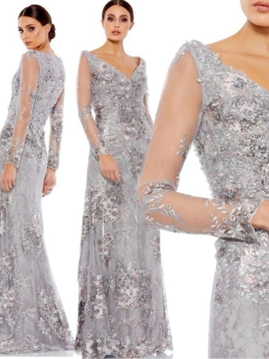 Mac Duggal Dresses & Skirts - Mac Duggal EMBELLISHED V NECK ILLUSION LONG SLEEVE GOWN size 10 $698 sold out